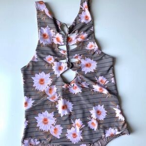 Acacia Swimwear Pink and Orange One Piece Floral Swimsuit